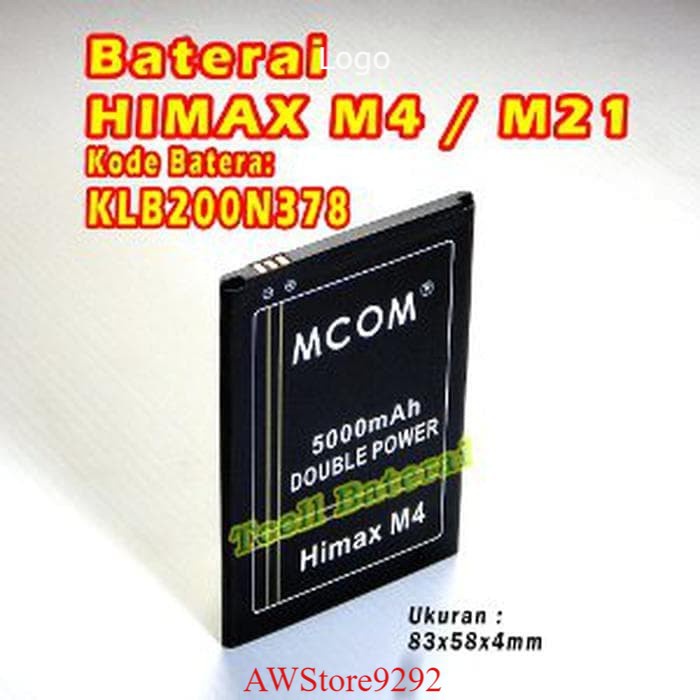 Mcom Battery Batre Baterai Double Power Mcom HIMAX M4 M21 KLB200N378