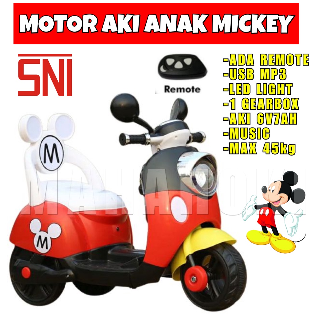 MOTOR AKI SCOOPY ANAK MICKEY MINNIE VESPA SCOOTER MAINAN ANAK MOTOR LISTRIK + ADA REMOTE CONTROL