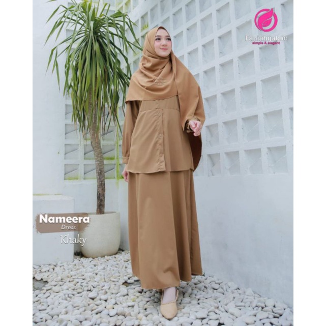 Seragam Dinas Khaki Pemda Wanita Nameera Dress By Fania Hijab Bahan Katun Toyobo Nyaman Simple Origi