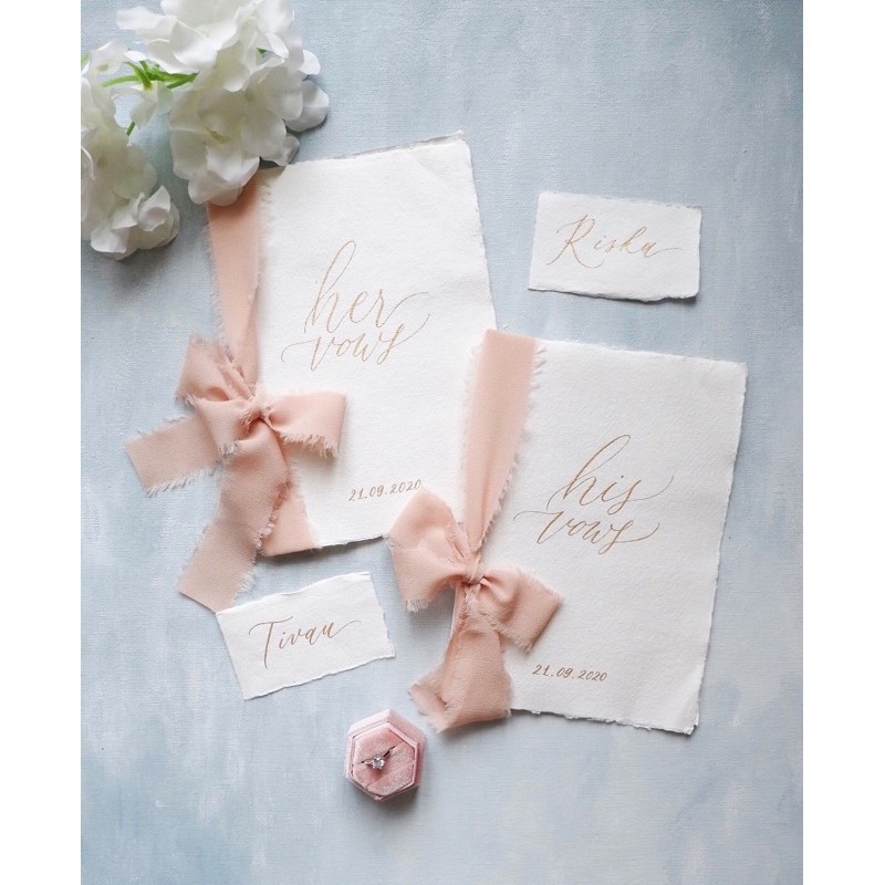 

Wedding Vow Book Package with Handmade Paper Place Card/Custom calligraphy/buku janji nikah