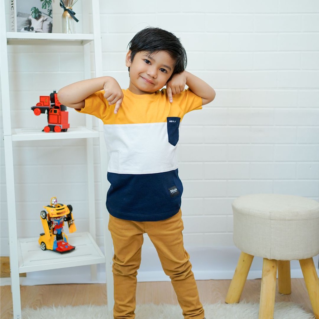 Kaos Anak Laki - laki Premium Original Premium Branded | Mevla Kids - Sakha Mustard