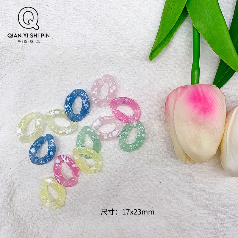 50 Pcs Gantungan Kunci Bahan Akrilik Warna Macaron Ukuran 17x23mm