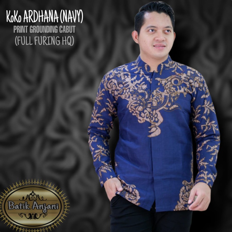 Koko Ardhana Black Kemeja Batik Pria Lengan Panjang by Batik Anjani