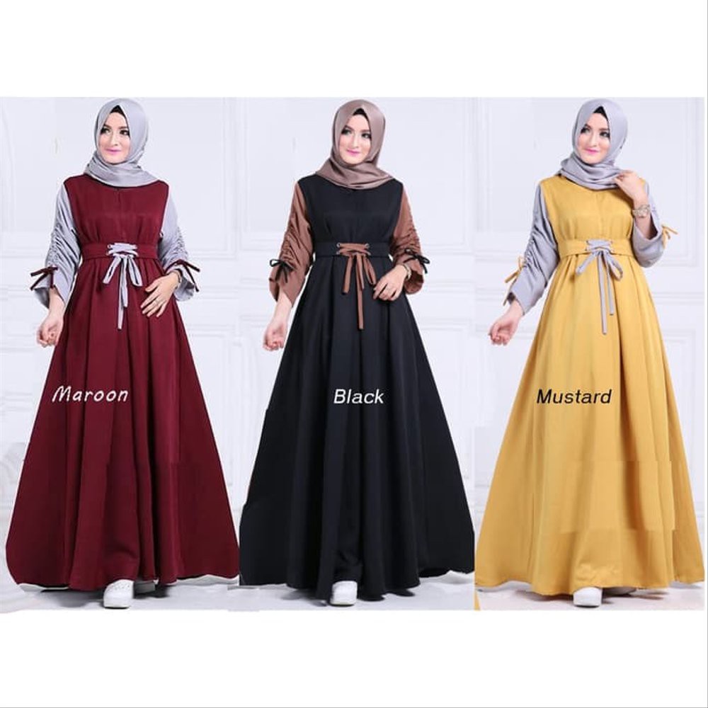 Ruby dress muslim/Busui Resleting Depan /Bisa Cod/termurah