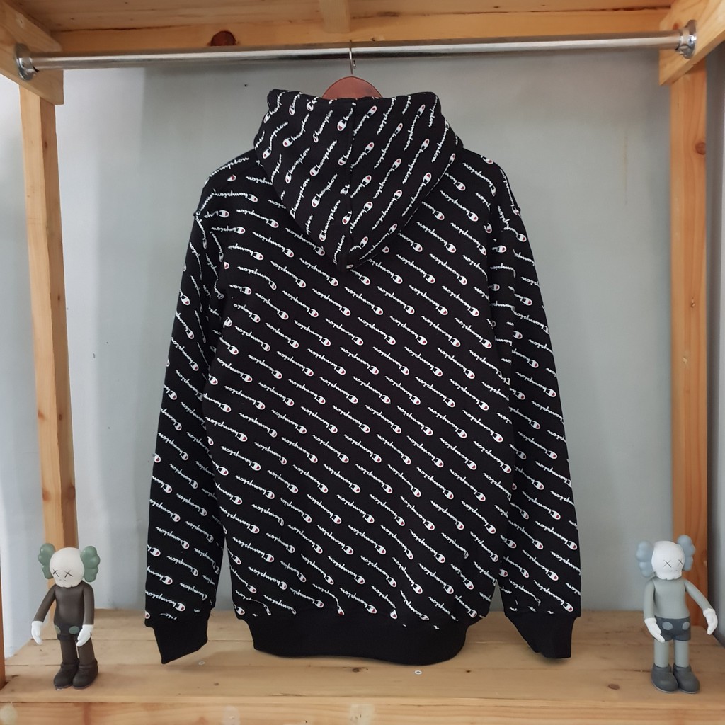 HOODIE CHAMPION FULL PRINT HITAM PREMIUM
