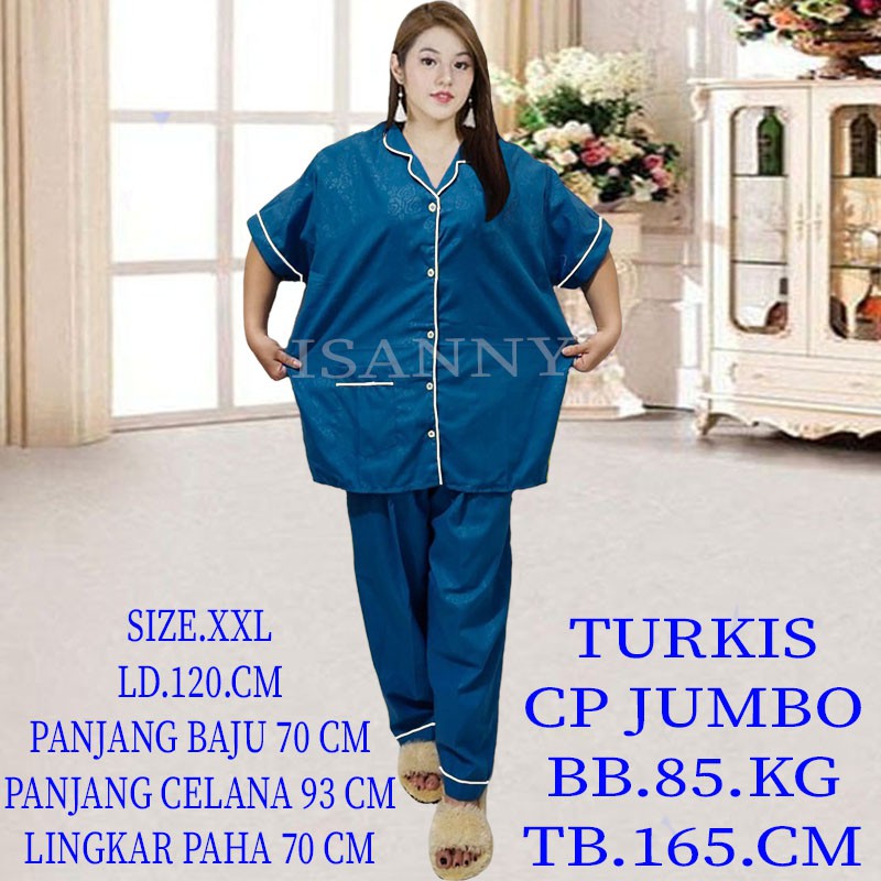 ISANNY PIYAMA SET JUMBO SIZE.XXL/SATEN EMBOS JUMBO CP/PYAMA DEWASA/READY 20 WARNA