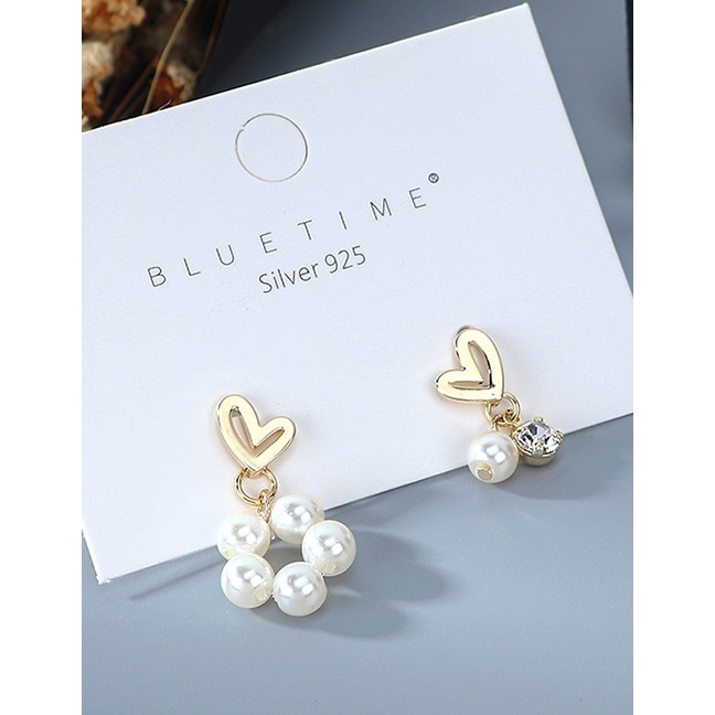 LRC Anting Tusuk Fashion Golden Irregular Love Earrings Y64051