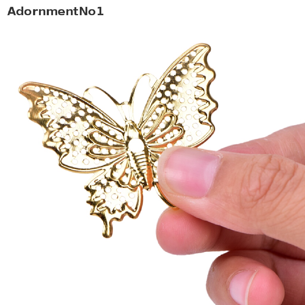 [AdornmentNo1] 50Pcs/Set Gold Metal Filigree Hollow Butterfly Charms Craft DIY Jewelry Making [new]