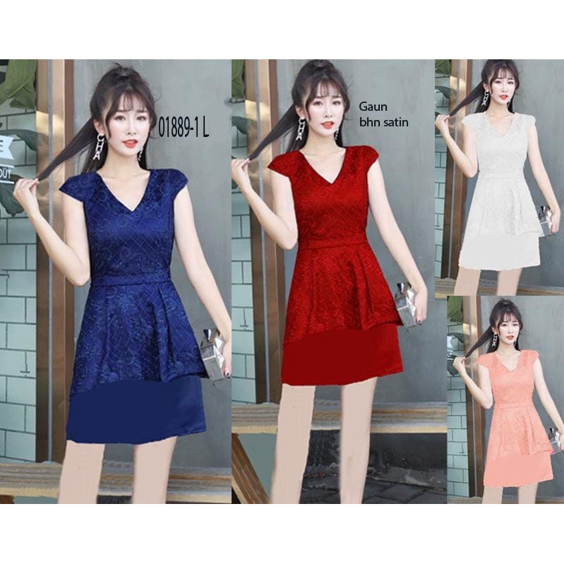 GAUN PESTA BAHAN SATIN ATAS BRUKAT