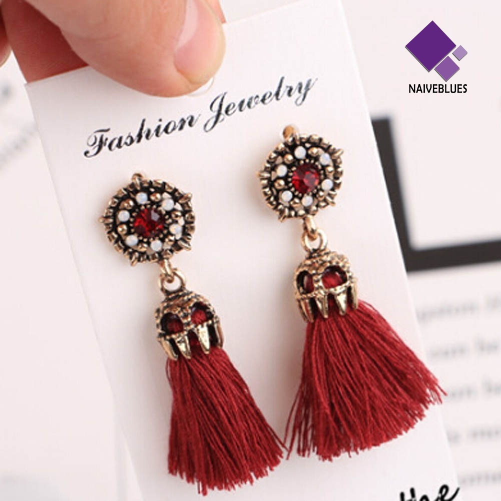 Anting Juntai Panjang Model Hollow Rumbai Gaya Vintage Untuk Wanita