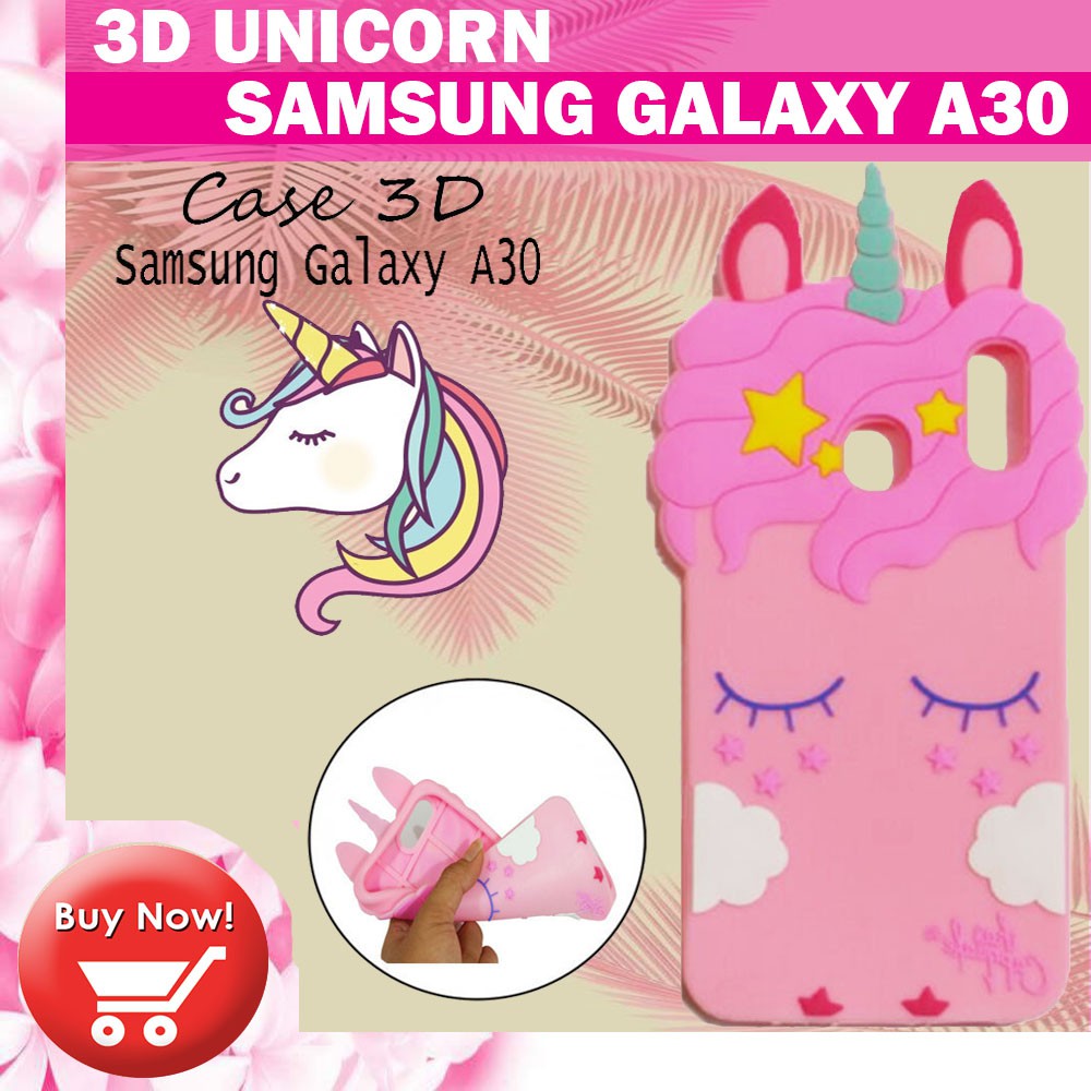 Silikon 3D Karakter Samsung Galaxy A30 Unicorn 3D Case Boneka Samsung A30 Silikon 4D Samsung A30