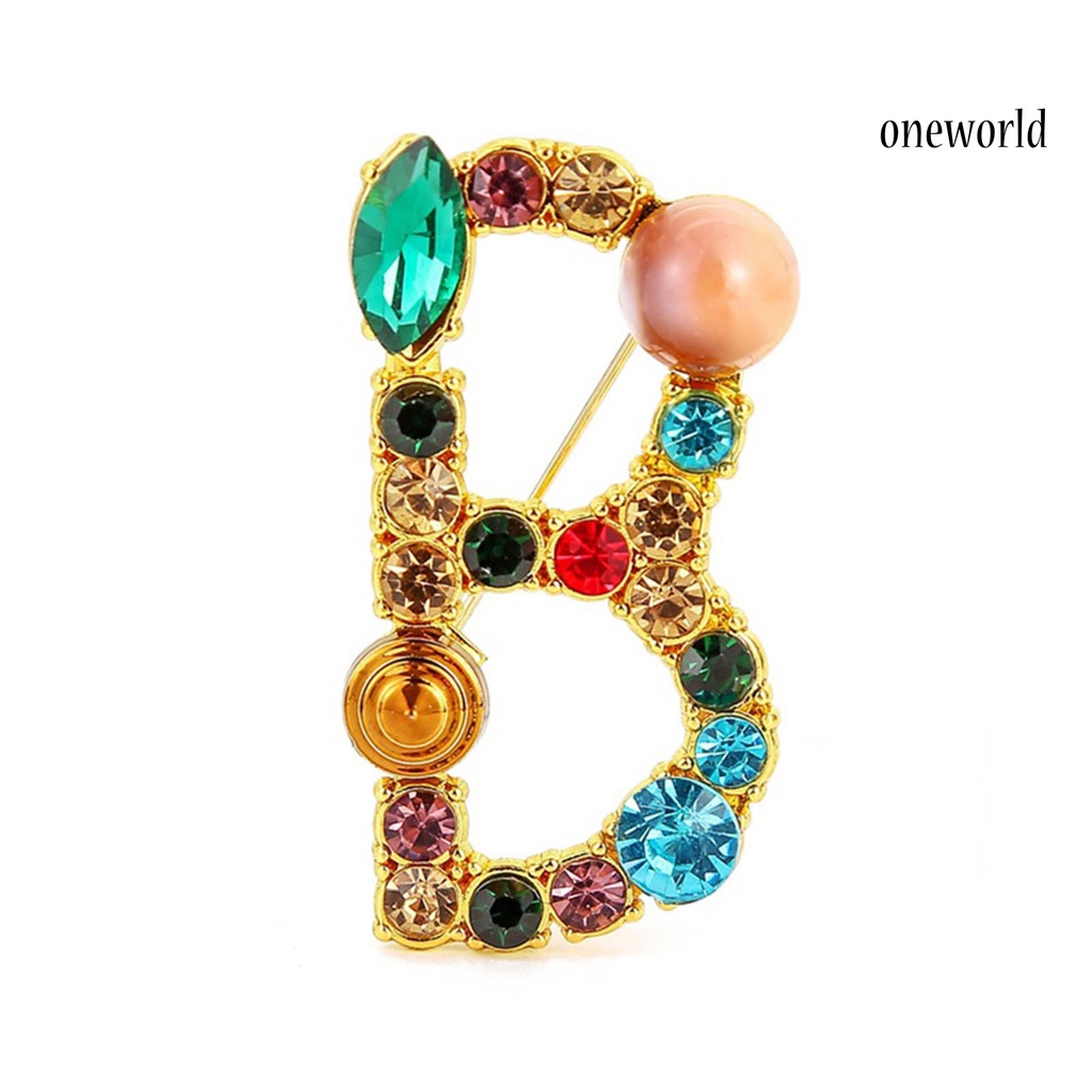 OW@ Brooch Exquisite Beautiful Colorful Letter Brooch Pin for Banquet