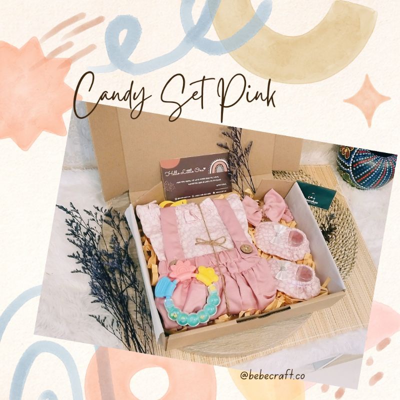 bebecraft - CANDY Baby Gift Set Hampers Baby Semarang Set Bayi Newborn Kado Lahiran Semarang Baju Bayi Premium-CANDY Pink