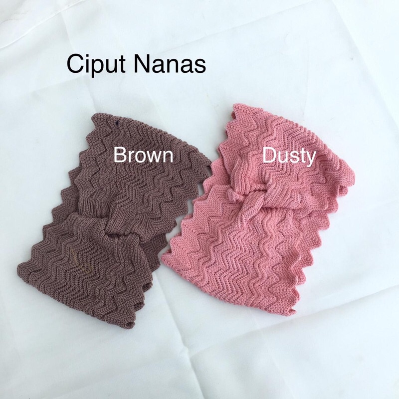 Nanas Ciput rajut Nanas satu warna one tone bandana rajut Nanas zig-zag zigzag