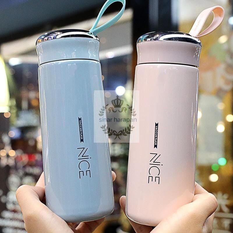 Botol minum NICE/LOVE botol minum kaca beling/termos botol 400ml