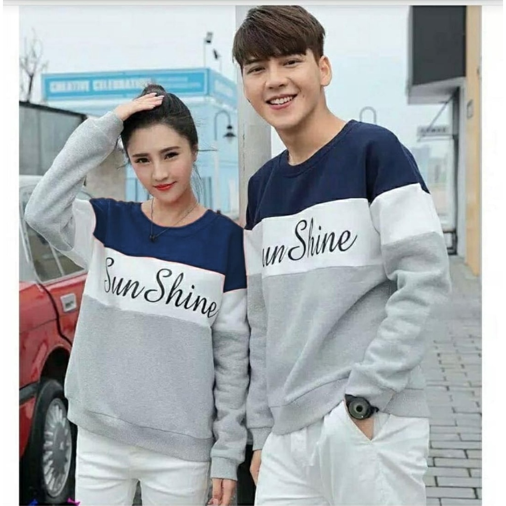 3 UKURAN L XL XXL CP SUNSHINE PAKAIAN COUPLE PASANGAN ATASAN SWEATER SWEETSHIRT FEHM