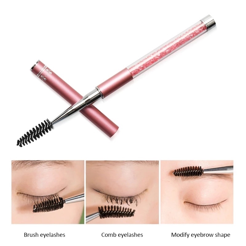 1pc Brush Aplikator Maskara Gagang Berlian Imitasi Berkilau Untuk Makeup / Kosmetik Wanita