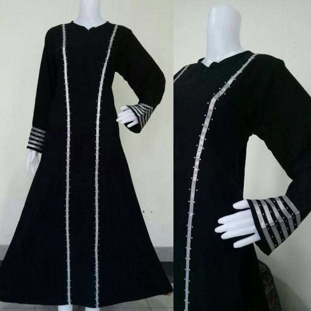 GALLERY ABAYA BUSUI PITA LIST SILVER ( BUSUI FREINDLY ) ( WUDHU FREINDLY ) CANTIK