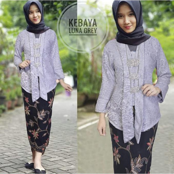 Kebaya Luna grey Hijab 0111 RJE Baju Gamis Wanita