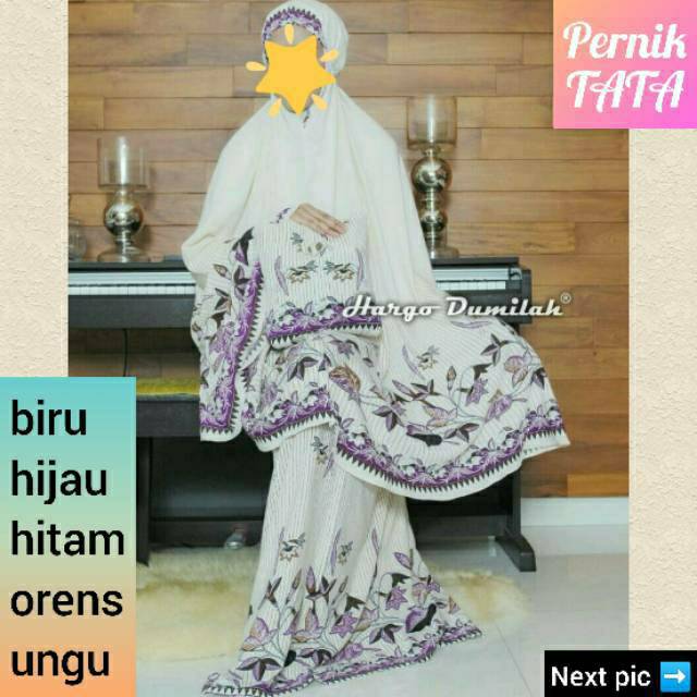 Mukena HD BATIK SOGAN Set Sajadah Ori by Hargo Dumilah Solo -Motif Printing Klasik Rayon Super Jumbo