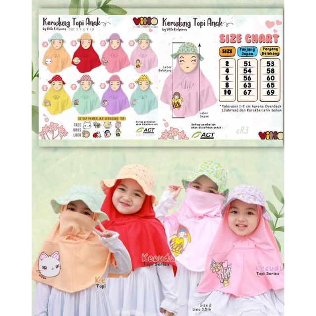 kerudung topi anak