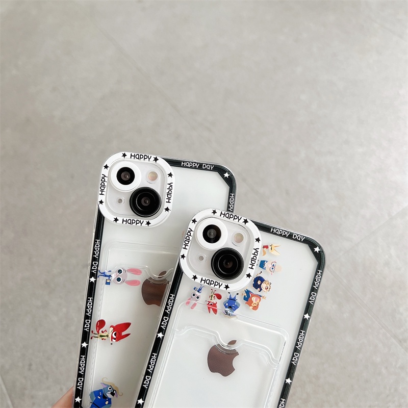 Soft Case Pelindung Lensa Transparan Motif Kartun Hewan Untuk iPhone 12 13 Pro MAX 11 X XR XS MAX 7 8 Plus