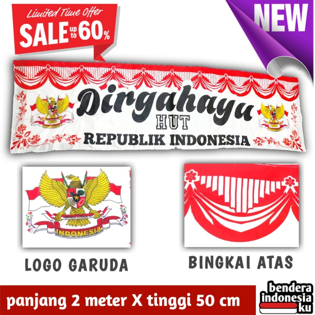 Jual Bendera Merah Putih Panjang Bendera Indonesia Sablon Garuda