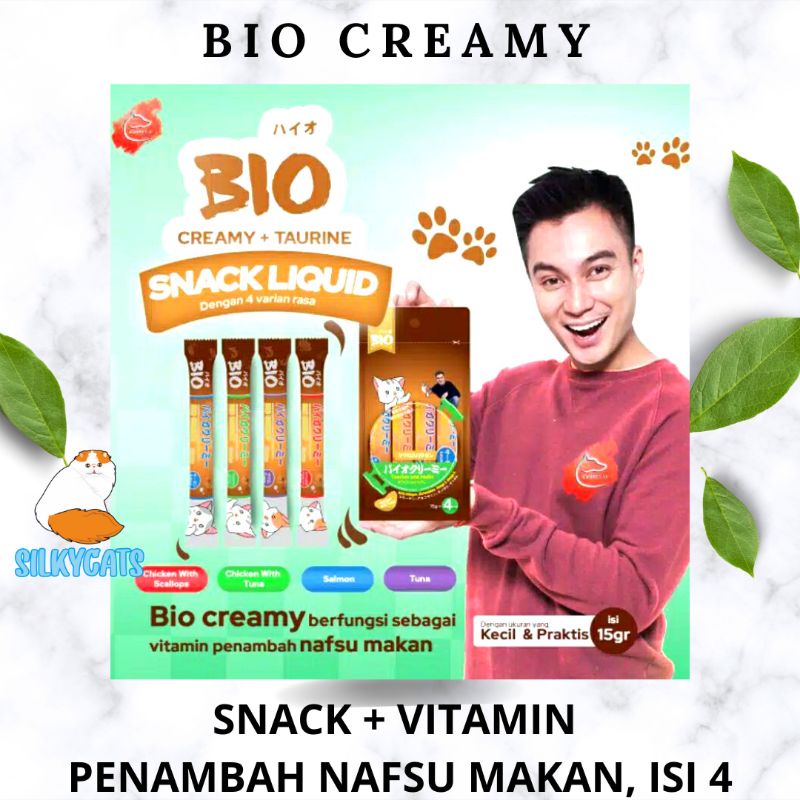 Bio creamy treats . Snack + vitamin penambah nafsu makan 15gr x 4