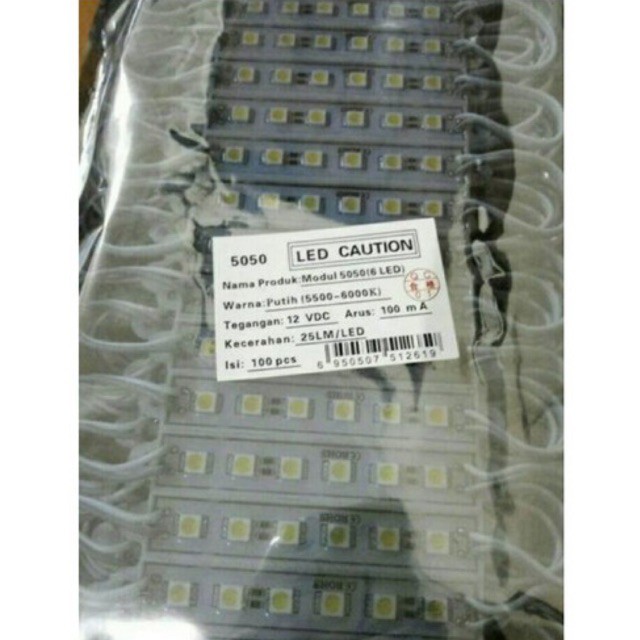 500 Pcs Modul 5050 6 Led 12V Putih Modul 6 Titik SMD 5050 12 Volt Putih White