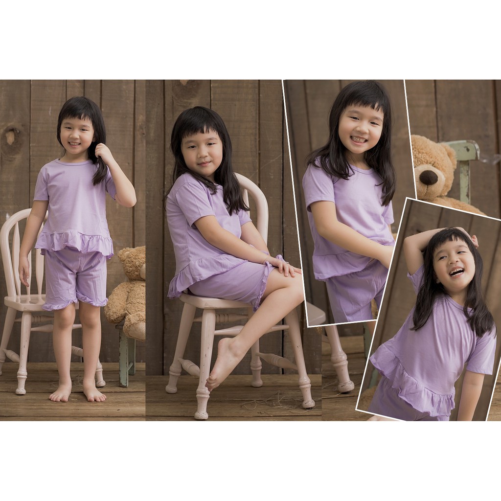 Owlet - setelan ruffle set POLOS / setelan anak perempuan polos