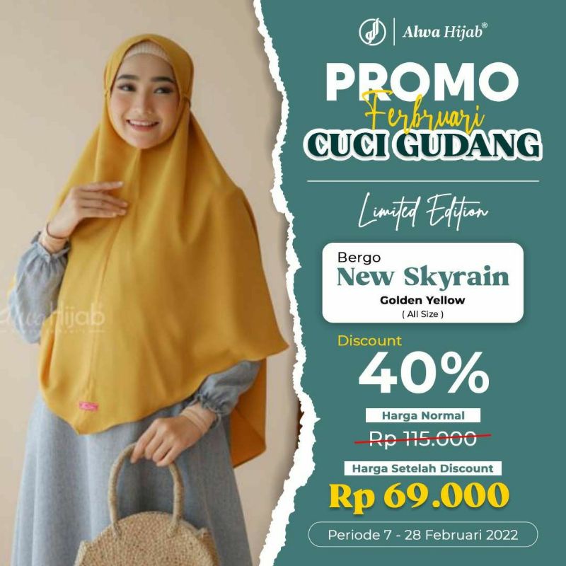 SALE ALWA HIJAB | BERGO SKYRAIN | GOLDEN YELLOW