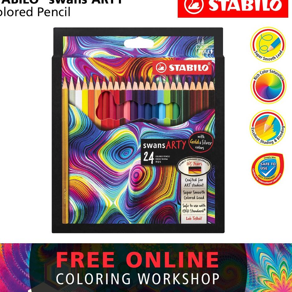 

LANGSUNG KIRIM.. STABILO swans ARTY Colored Pencils 24 pcs / Pensil Warna isi 24 pcs