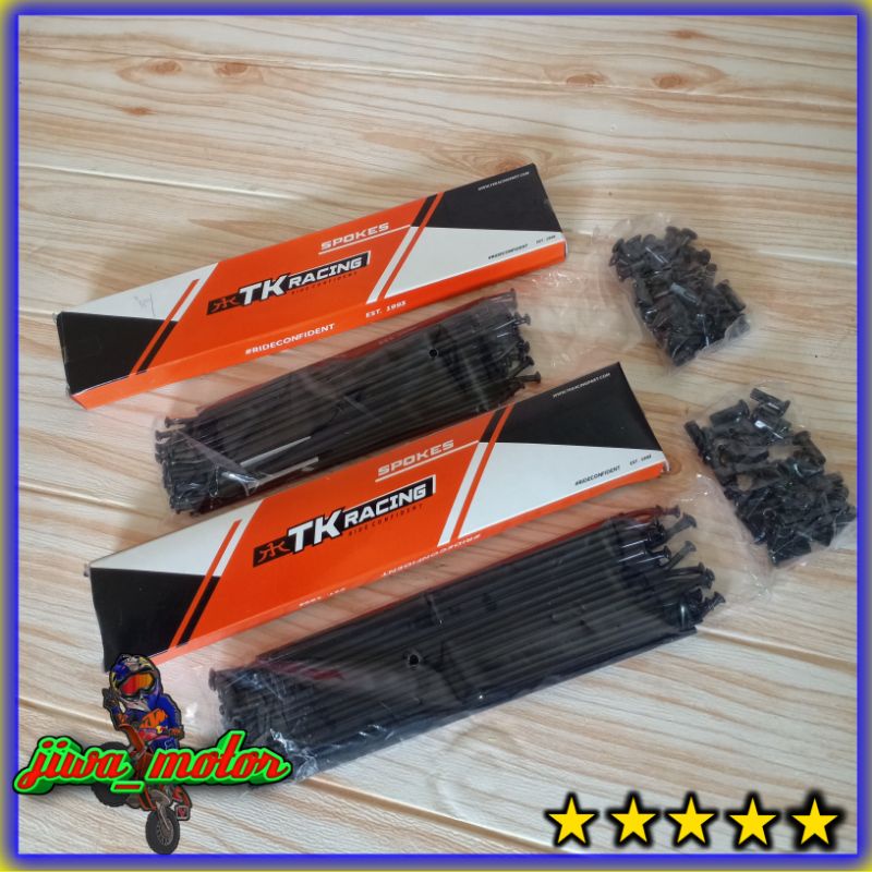 jari jari depan belakang motor klx 150 dtracker ring velg 18 dan 21 warna hitam merek TK racing jari