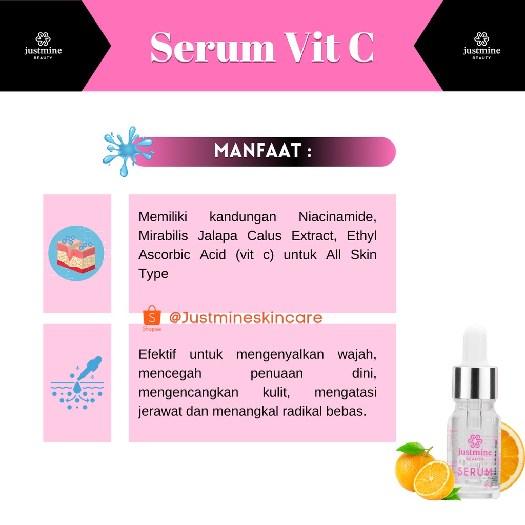 Justmine Beauty Serum Vitamin C 10ml | Serum Glowing Justmine