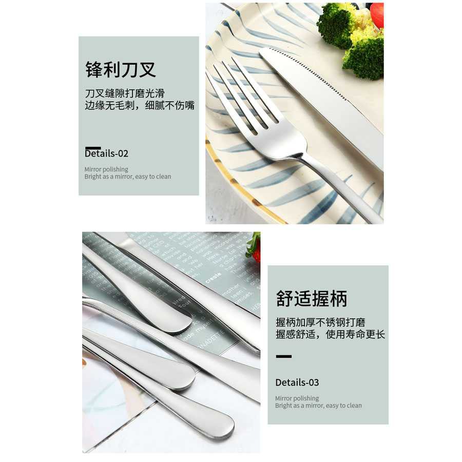 Cutlery Set Perlengkapan Alat Makan Sendok Garpu Pisau Peralatan Kuliner Travel Stainless Steel