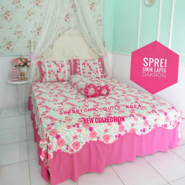 New arrival - Hansyanaia sprei set seri Essie Flower pink. Sprei cantik - sprei murah - sprei shabby