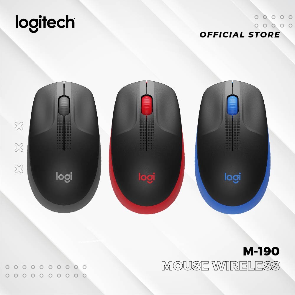 Mouse Wireless Logitech M190 / M 190 Full Size - Garansi Resmi