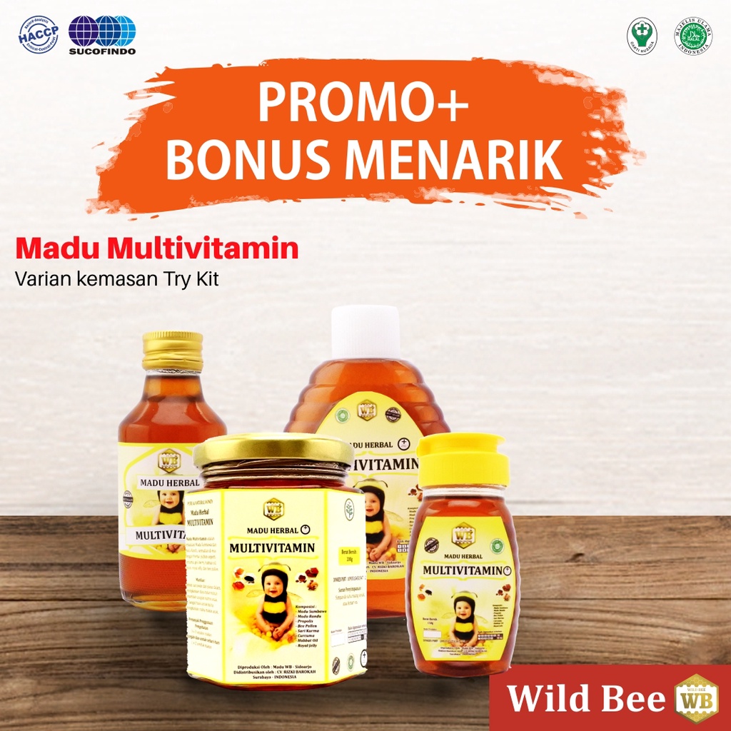 

Madu Anak / Madu Herbal-Garansi Murni & Asli 100%-Wild Bee-kemasan try kit