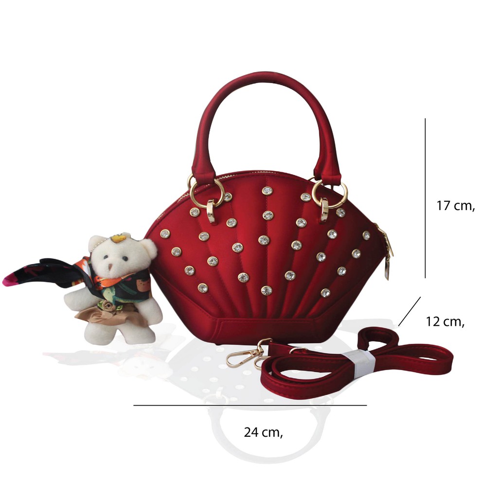 TAS IMPORT JAKARTA JELLY KERANG DIAMOND uk25cm BW8105 FREE BONEKA DAN SYAL