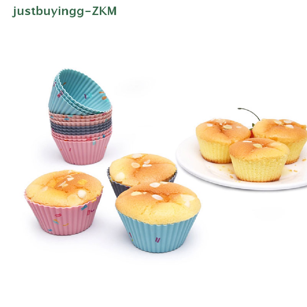 6 Pcs / set Cetakan Cupcake Muffin Bahan Silikon Dapat Digunakan Kembali