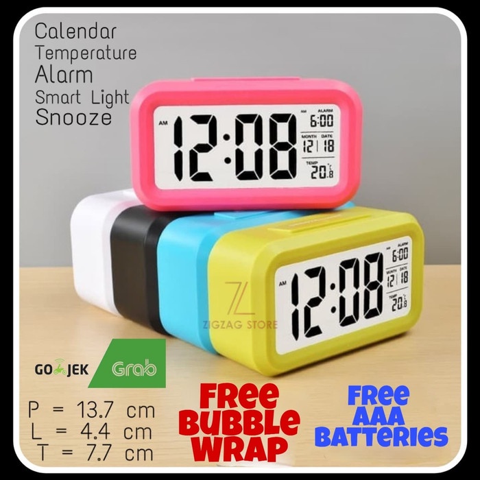 Jam Meja / Jam Weker / Jam Digital LCD (Hitam / Putih)