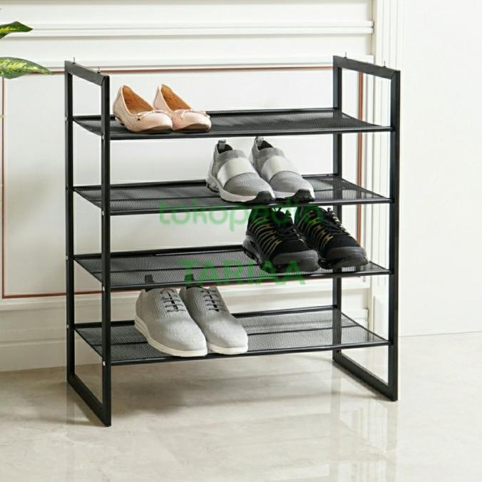 Rak Sepatu Susun Besi/Krisbow 72X29X74 Cm Rak Sepatu 4 Tingkat Mesh 65Usw3Nkox