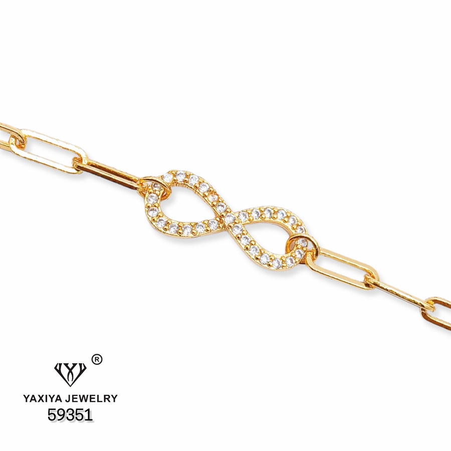 Yaxiya Gelang Wanita Rantai Paper Klip Infinity Perhiasan Lapis Emas 18K 196-1