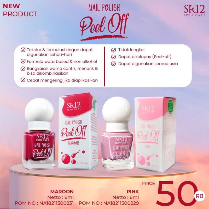 NAIL POLISH PEEL OFF SR12 / NAIL POLISH SR12 / KUTEK SR12 / KUTEK HALAL KERING 2 MENIT / MUDAH DIKELUPAS WATER