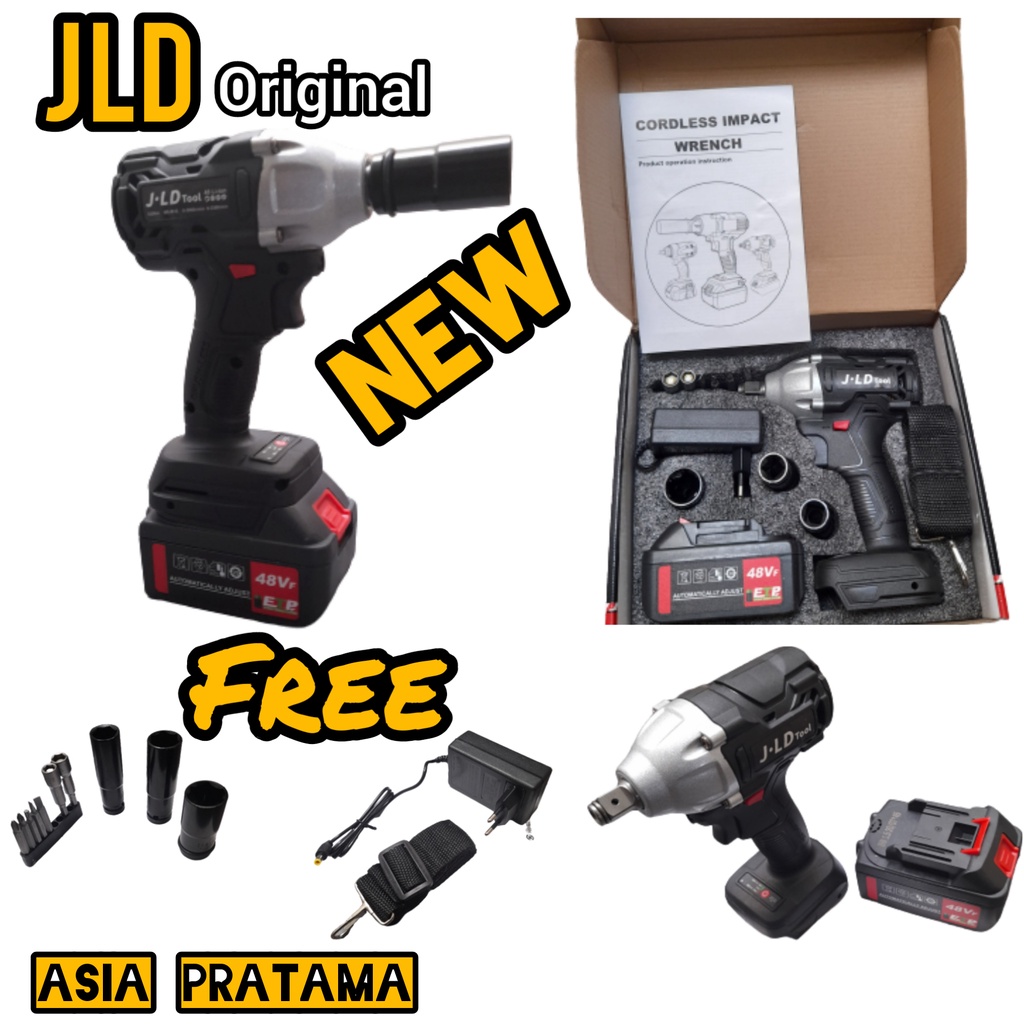 MESIN BOR TANGAN / JLD 48S CORDLESS IMPACT WRENCH BRUSHLESS / Cordless Impact Wrench 48V Brushless JLD 48S Mesin Bor Impact Baut Baterai 48volt