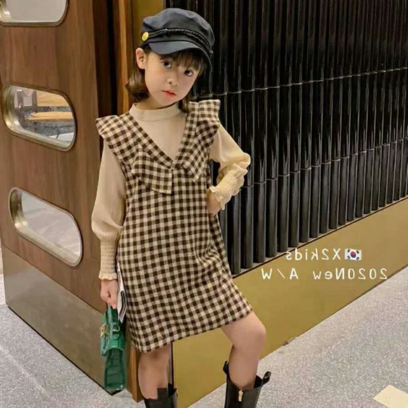 WIDY DRESS/DRESS ANAK IMPORT/BAJU ANAK PEREMPUAN/BAJU MOTIF KOTAK-KOTAK