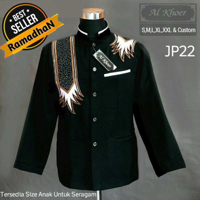 Jual Baju muslim pria Jasko / Jas koko bordir / Busana muslim / Seragam