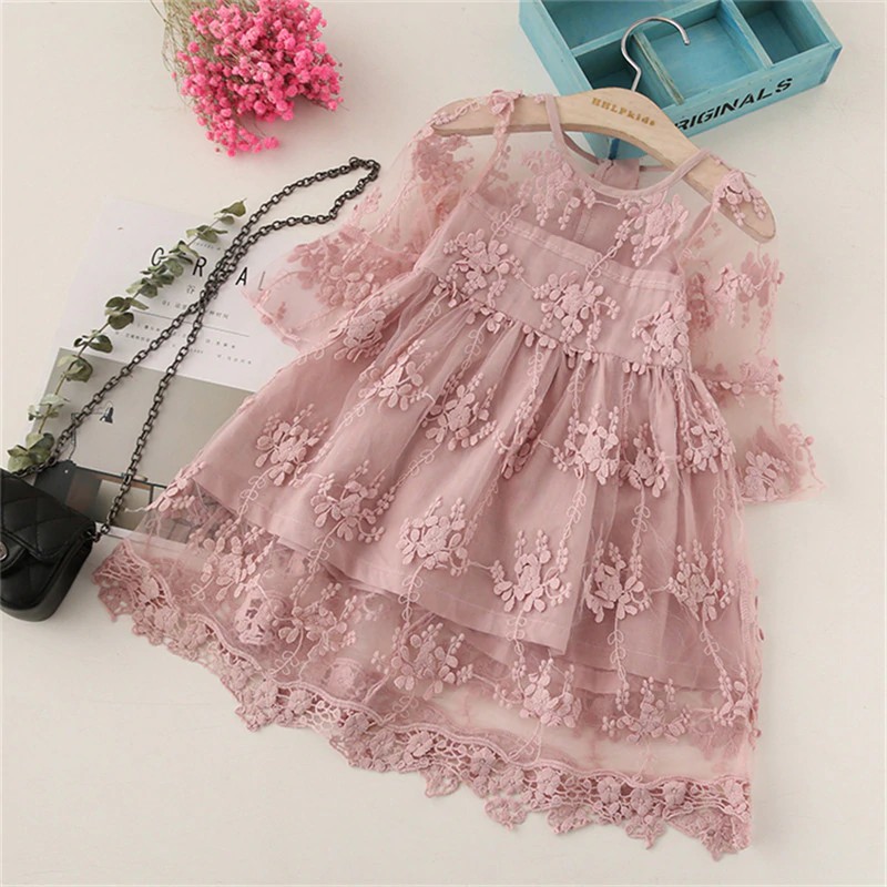 Gaun Pesta Anak 2019 Summer Bibicola Girl Clothes Kids Dresses For Girls Lace Flower Dress Baby Shopee Indonesia