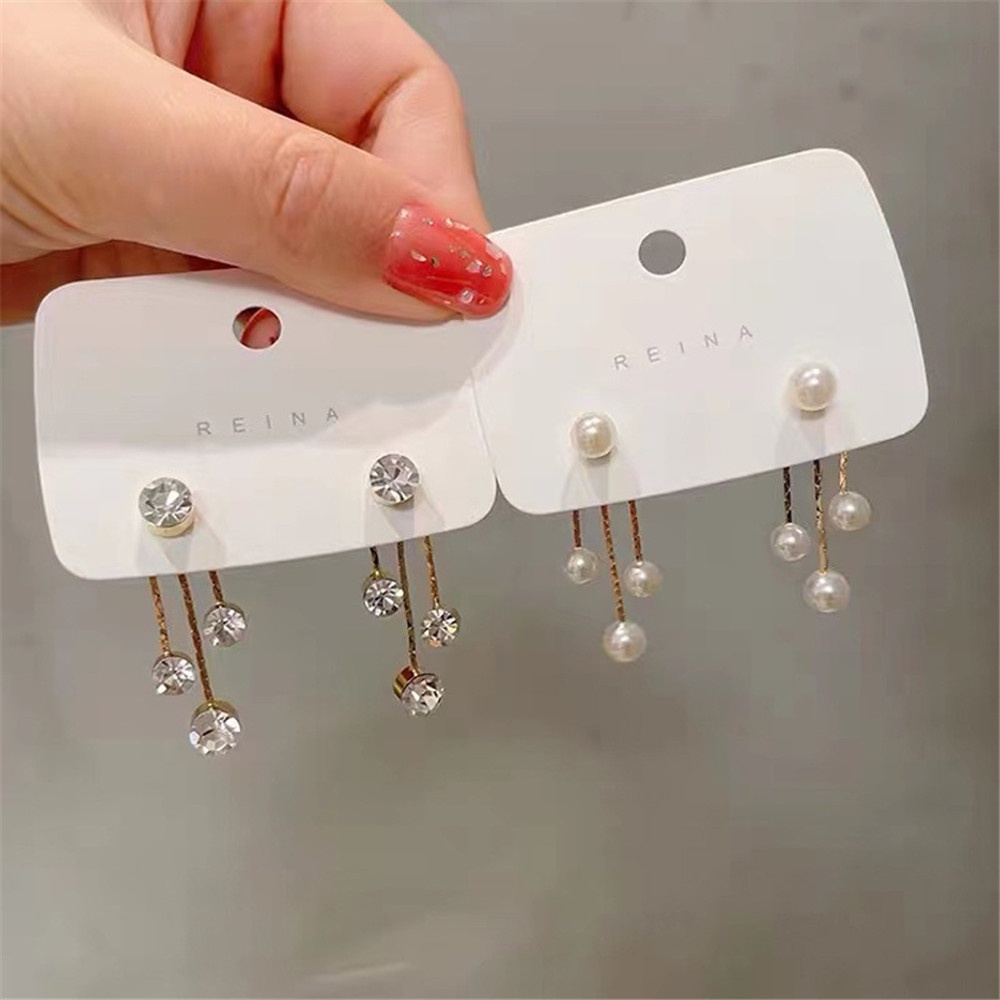 【COD Tangding】Tassel Pearl Earrings Fashionable Personalized Retro Minimalist Earrings Design Earstuds Fashion Accessories Jewelry