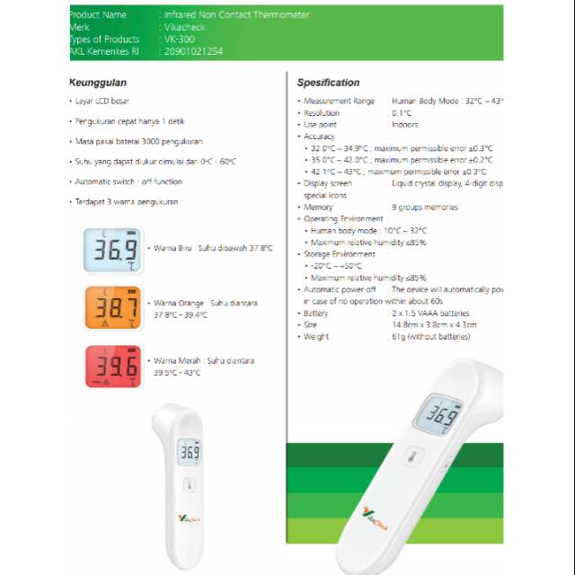 Termometer Infrared Vika Check